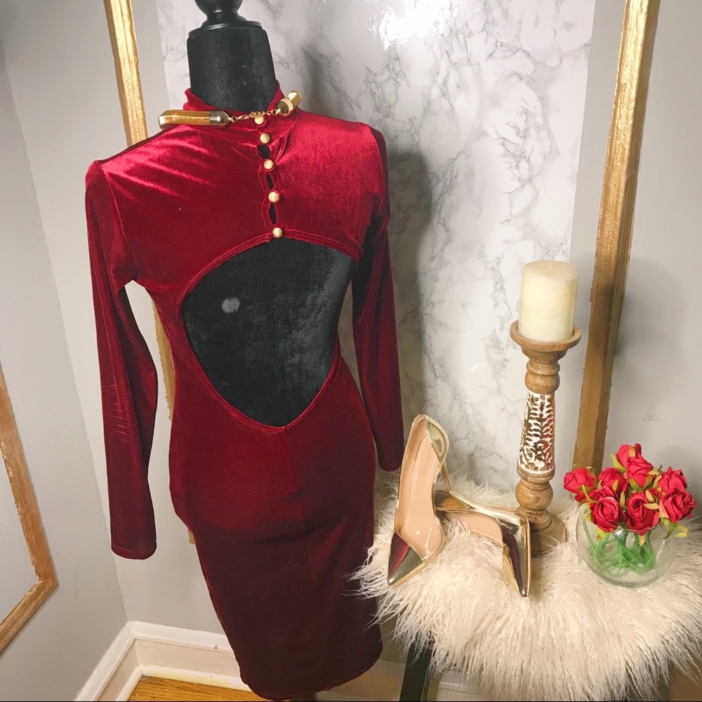 Fashion Nova Velvet Midi Dress - Picture 7 of 7